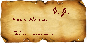 Vanek János névjegykártya